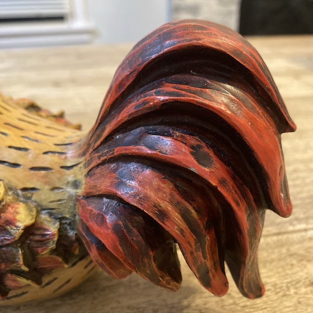 Resin Chicken Bejeweled Rooster Figurine Collectible Sculpture Whimsical 8" - Picture 12 of 15